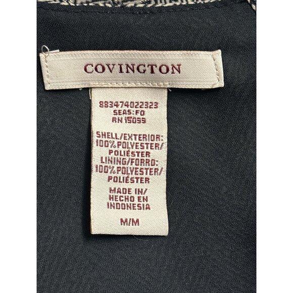 Covington Ruffle Front Sleeveless Blouse Women’s Size M Gray Black Herringbone P - Picture 6 of 8